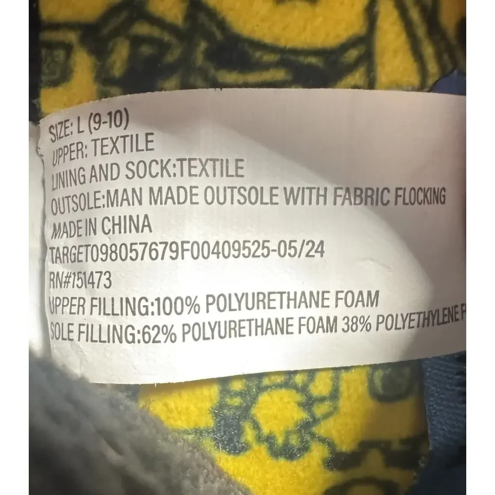 Minions Kids Plush Slippers Size L 9-10 Despicable Me Yellow NWOT